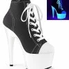 Pleaser Pole Shoes ADORE-700SK-02 Black UV White Sneaker Heels