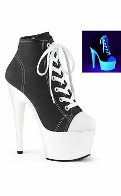 Pleaser Pole Shoes ADORE-700SK-02 Black UV White Sneaker Heels