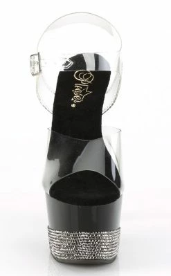 Pleaser ADORE-708-3 Black & Pewter Rhinestone Heels