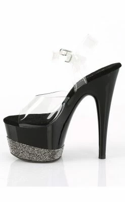 Pleaser ADORE-708-3 Black & Pewter Rhinestone Heels