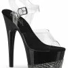 Pleaser ADORE-708-3 Black & Pewter Rhinestone Heels