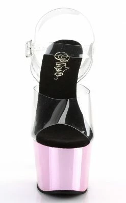Pleaser ADORE-708 Clear & Baby Pink Chrome Heels