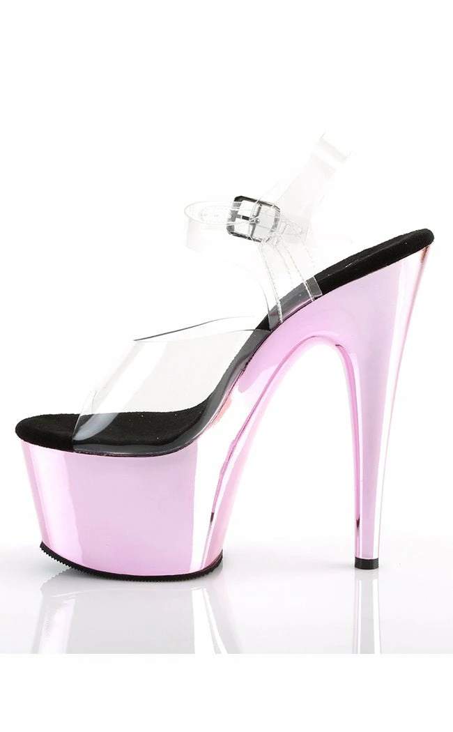 Pleaser ADORE-708 Clear & Baby Pink Chrome Heels 5 Pleaser ADORE-708 Clear & Baby Pink Chrome Heels