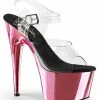 Pleaser ADORE-708 Clear & Baby Pink Chrome Heels