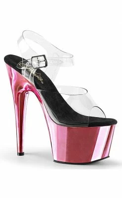 Pleaser ADORE-708 Clear & Baby Pink Chrome Heels