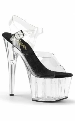 Pleaser Pole Shoes ADORE-708 Clear & Black Heels