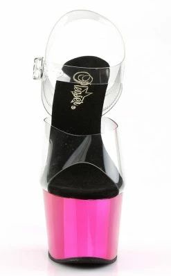 Pleaser ADORE-708 Clear & Hot Pink Chrome Heels