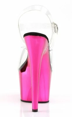 Pleaser ADORE-708 Clear & Hot Pink Chrome Heels