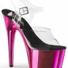 Pleaser ADORE-708 Clear & Hot Pink Chrome Heels 1 Pleaser ADORE-708 Clear & Hot Pink Chrome Heels