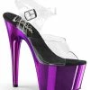 Pleaser ADORE-708 Clear & Purple Chrome Heels Pole Shoes 2 Pleaser ADORE-708 Clear & Purple Chrome Heels Pole Shoes