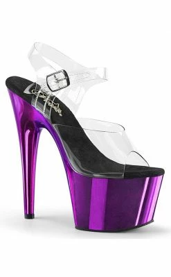 Pleaser ADORE-708 Clear & Purple Chrome Heels Pole Shoes