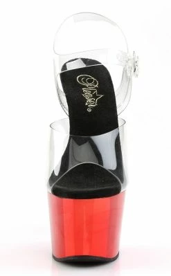 Pleaser ADORE-708 Clear & Red Chrome Heels Pole Shoes