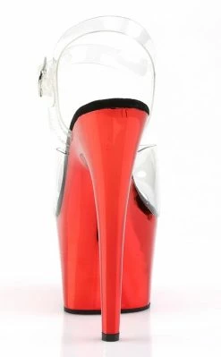 Pleaser ADORE-708 Clear & Red Chrome Heels Pole Shoes 10 Pleaser ADORE-708 Clear & Red Chrome Heels Pole Shoes