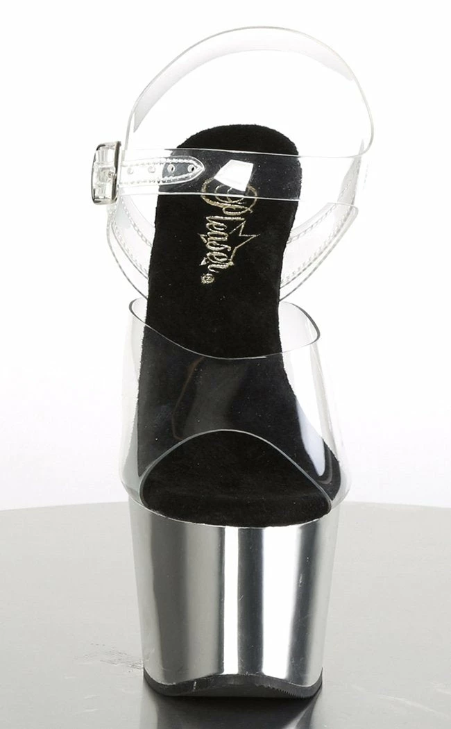 Pleaser Pole Shoes ADORE-708 Clear & Silver Chrome Heels 4 Pleaser Pole Shoes ADORE-708 Clear & Silver Chrome Heels