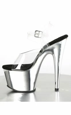 Pleaser Pole Shoes ADORE-708 Clear & Silver Chrome Heels 9 Pleaser Pole Shoes ADORE-708 Clear & Silver Chrome Heels
