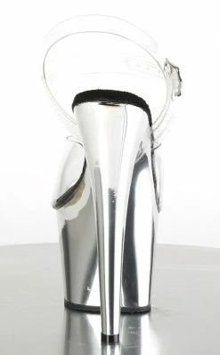 Pleaser Pole Shoes ADORE-708 Clear & Silver Chrome Heels 10 Pleaser Pole Shoes ADORE-708 Clear & Silver Chrome Heels