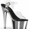 Pleaser Pole Shoes ADORE-708 Clear & Silver Chrome Heels