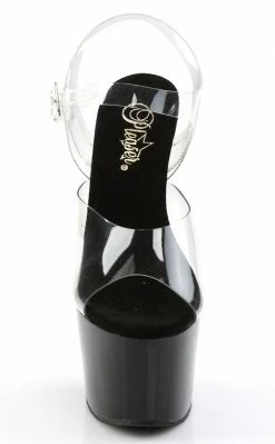 Pleaser ADORE-708 Clear With Black Platform Heels Pole Shoes