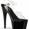 Pleaser ADORE-708 Clear With Black Platform Heels Pole Shoes