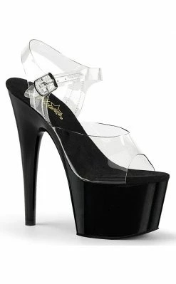 Pleaser ADORE-708 Clear With Black Platform Heels Pole Shoes