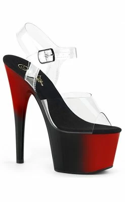 Pleaser ADORE-708BR Clear/Red-Black Heels Pole Shoes