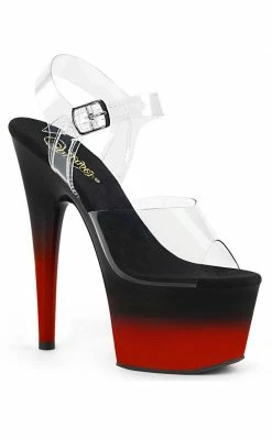 Pleaser ADORE-708BR-H Clear/Red-Black Heels
