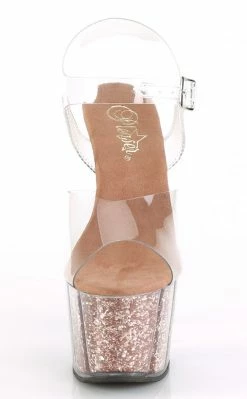 Pleaser Pole Shoes ADORE-708G Rose Gold Glitter Heels