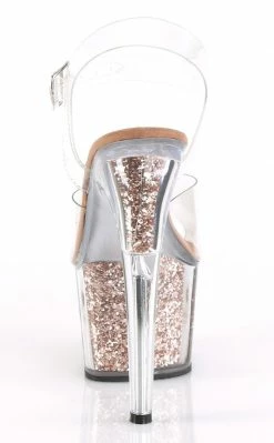 Pleaser Pole Shoes ADORE-708G Rose Gold Glitter Heels