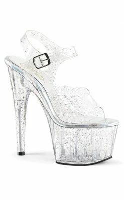 Pleaser ADORE-708MMG Clear Heels Pole Shoes