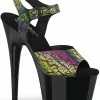 Pleaser Pole Shoes ADORE-708N-LTP Green-Purple/Black Heels