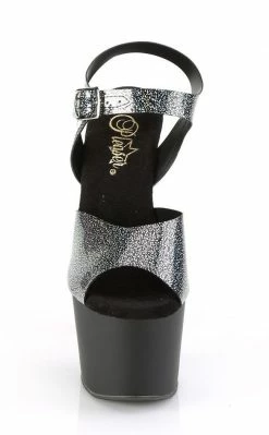 Pleaser Pole Shoes ADORE-708N-MG Black & Silver Hologram Heels