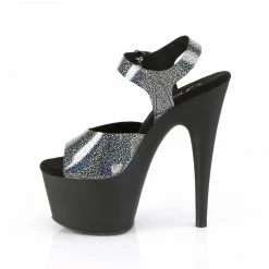 Pleaser Pole Shoes ADORE-708N-MG Black & Silver Hologram Heels