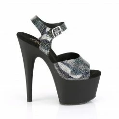 Pleaser Pole Shoes ADORE-708N-MG Black & Silver Hologram Heels