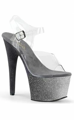 Pleaser ADORE-708OMBRE Silver Black Ombre Heels Pole Shoes