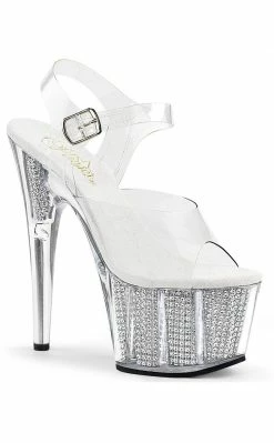 Pleaser ADORE-708SRS Clr/Slv SRS Heels