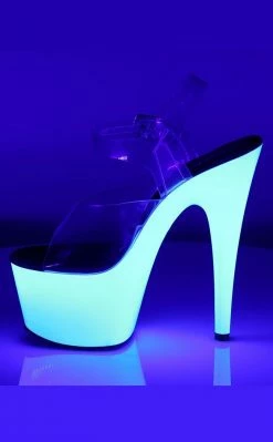 Pleaser Pole Shoes ADORE-708UV Clear & Neon White Heels