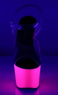 Pleaser Pole Shoes ADORE-708UV Clr/Neon Pink Heels