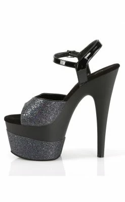 Pleaser ADORE-709-2G Black Glitter Heels Pole Shoes