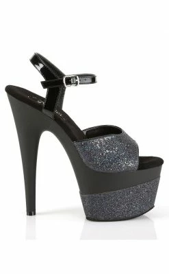 Pleaser ADORE-709-2G Black Glitter Heels Pole Shoes