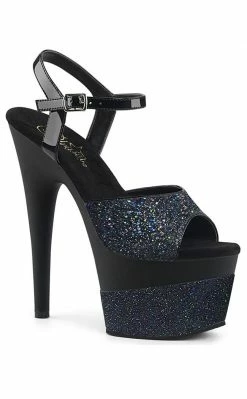 Pleaser ADORE-709-2G Black Glitter Heels Pole Shoes