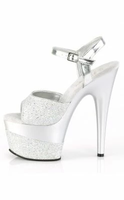 Pleaser ADORE-709-2G Silver Glitter Heels