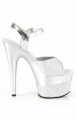 Pleaser ADORE-709-2G Silver Glitter Heels