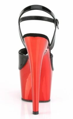 Pleaser ADORE-709 Black Patent & Red Chrome Heels Pole Shoes