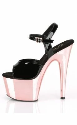 Pleaser ADORE-709 Black Patent & Rose Gold Heels