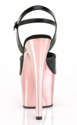 Pleaser ADORE-709 Black Patent & Rose Gold Heels