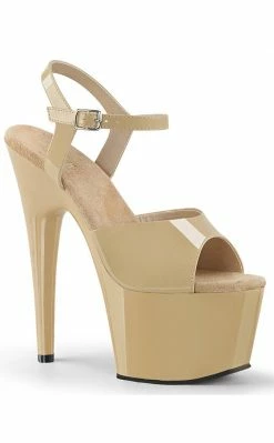 Pleaser ADORE-709 Cream Patent Heels Pole Shoes