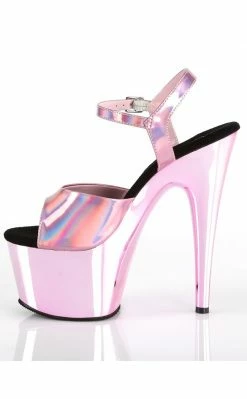 Pleaser Pole Shoes ADORE-709HGCH Baby Pink Hologram / Baby Pink Chrome Heels