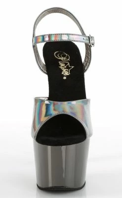 Pleaser ADORE-709HGCH Pewter Hologram / Pewter Chrome Heels