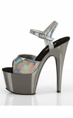 Pleaser ADORE-709HGCH Pewter Hologram / Pewter Chrome Heels