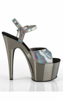 Pleaser ADORE-709HGCH Pewter Hologram / Pewter Chrome Heels